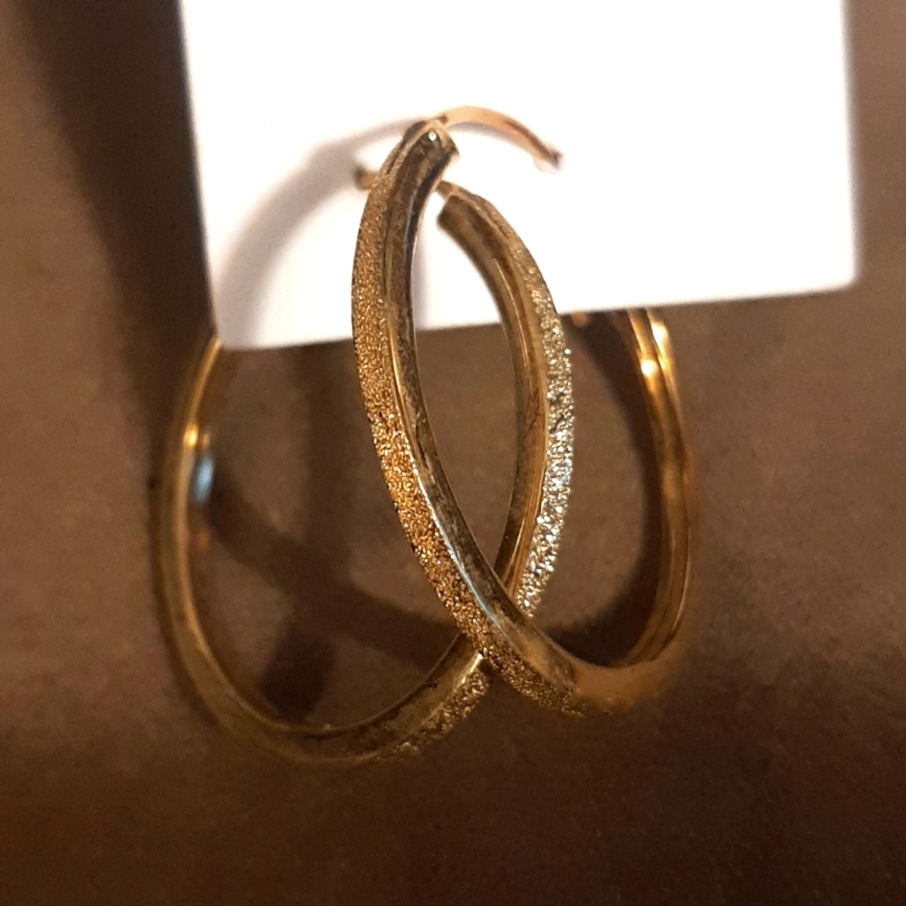 Vintage gold plate on sterling silver hoop earrings